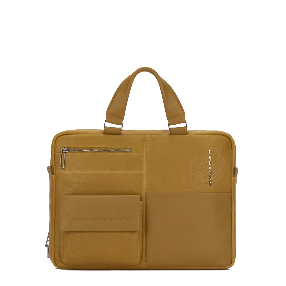 Cartella portapc 14" a due manici in pelle Ronnie Piquadro giallo miele
