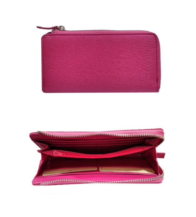 Portafogli donna in pelle a soffietto con zip InTempo fuxia