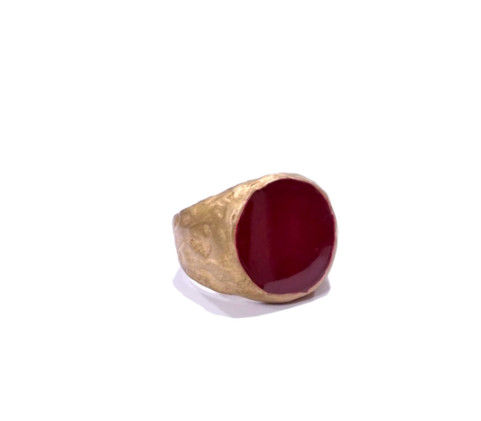 Anello in ottone e pasta vitrea bordeaux