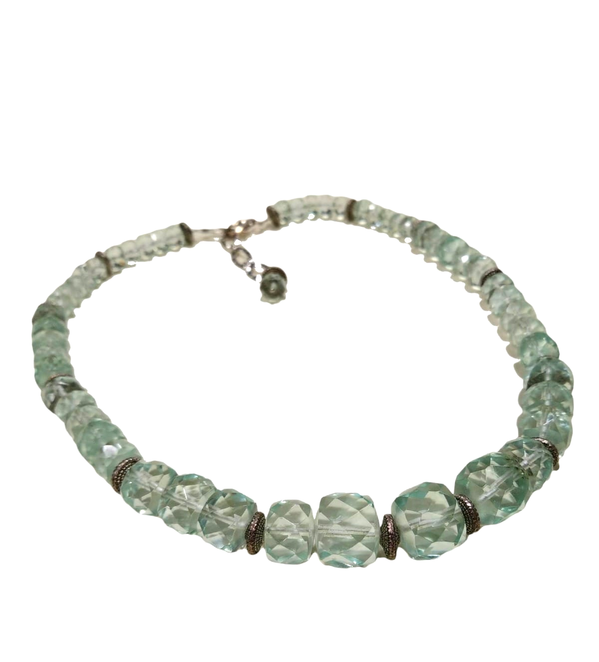 Collana girocollo in acquamarina con elementi in argento