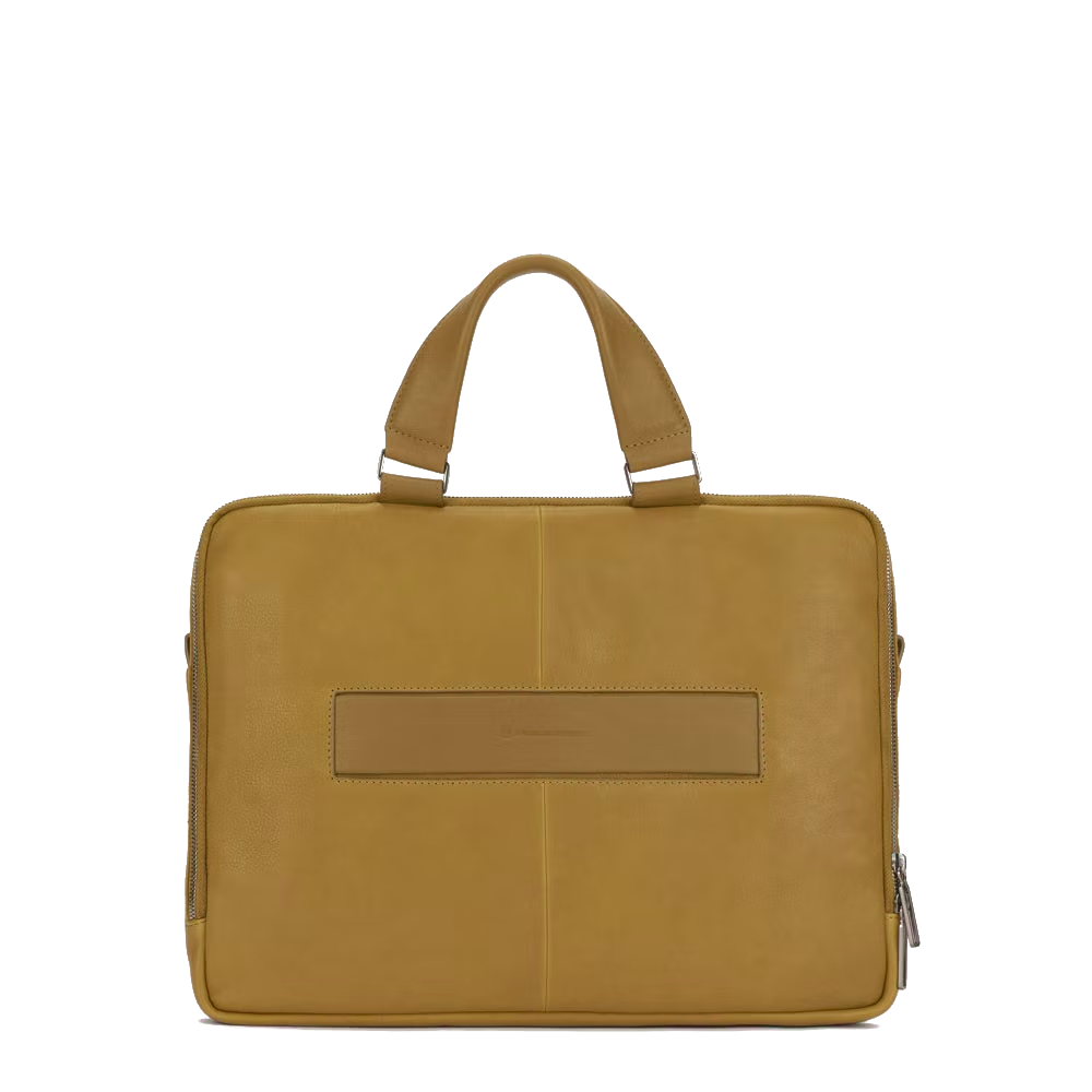 Cartella portapc 14" a due manici in pelle Ronnie Piquadro giallo miele