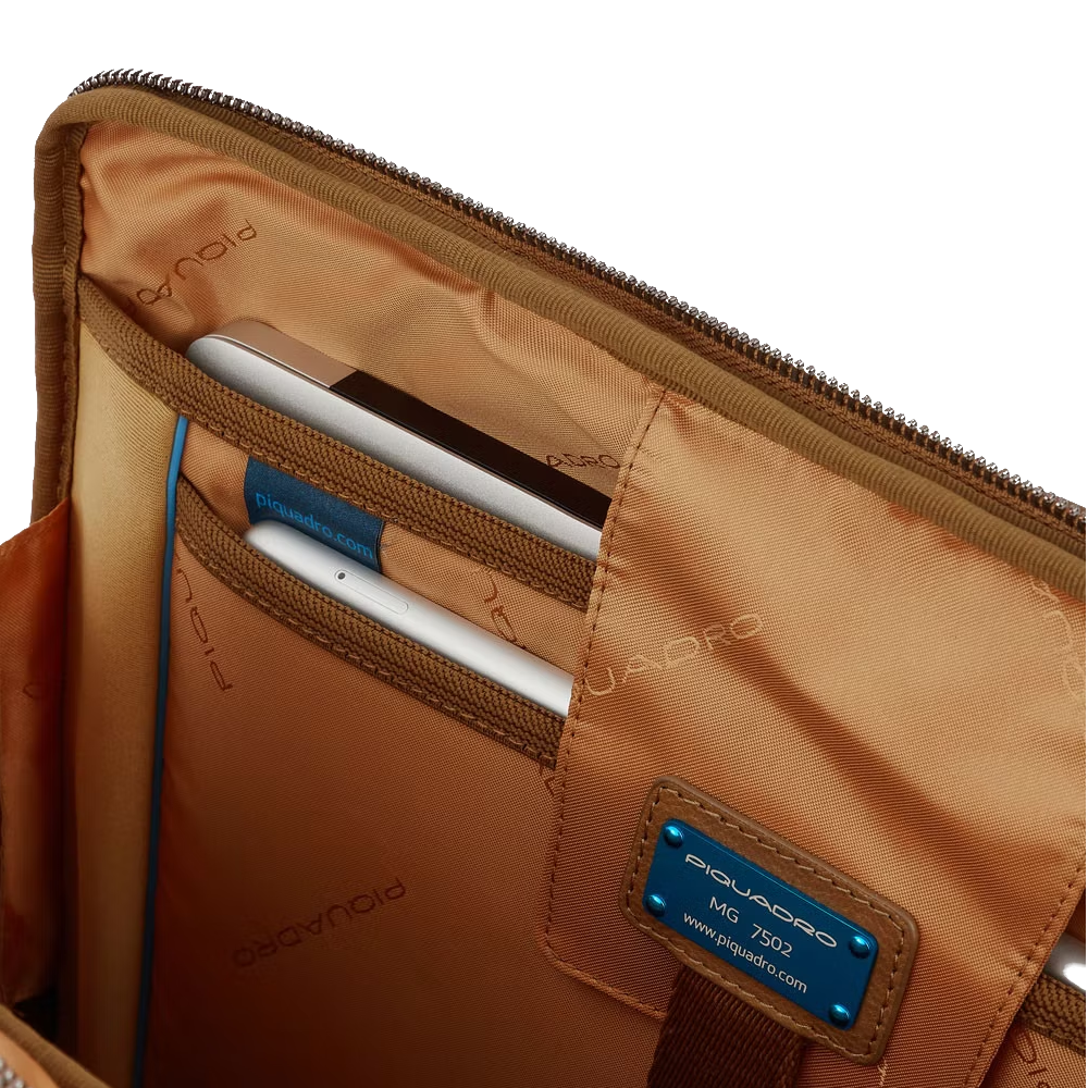Cartella portapc 14" a due manici in pelle Ronnie Piquadro giallo miele