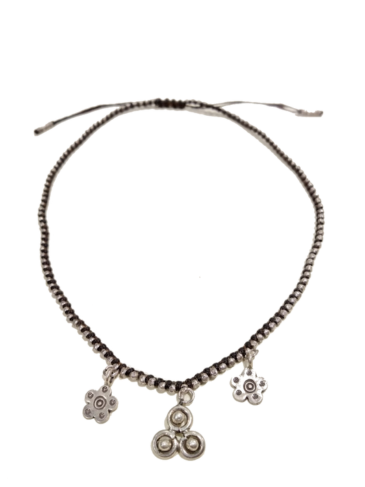 Collana regolabile in argento con charms  fiori
