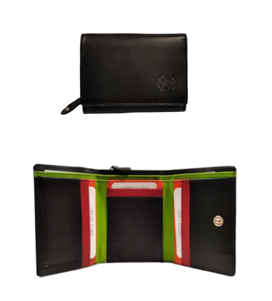 Portafogli da donna piccolo in pelle con portaspicci "Colorful" Beverly Hills Polo Club  nero