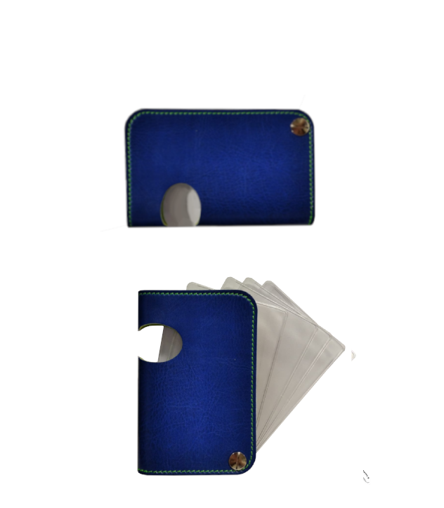 Portabiglietti da visita a ruota in ecopelle "Color Pocket" InTempo blu