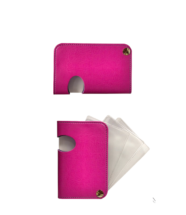 Portabiglietti da visita a ruota in ecopelle "Color Pocket" InTempo fuxia