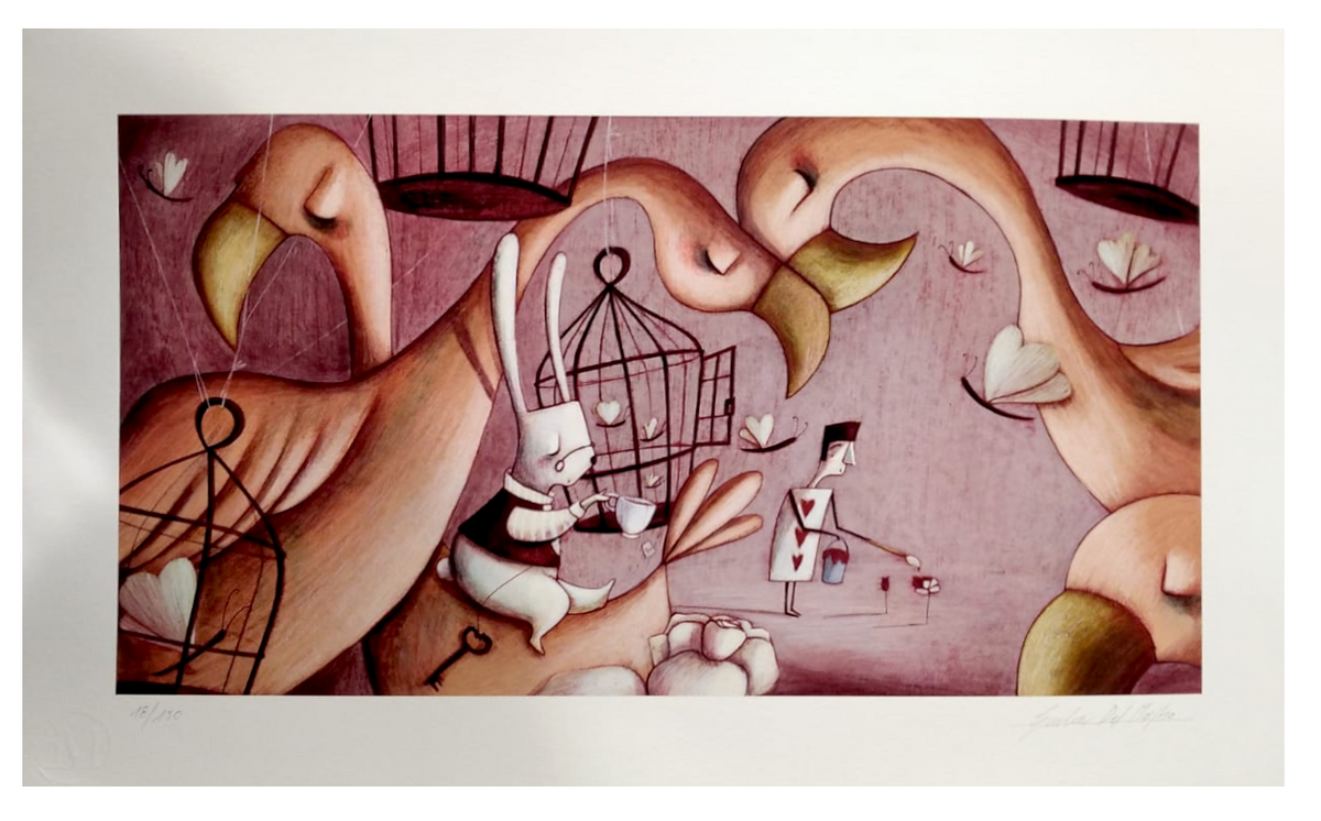Grafica di Giulia del Mastio: "Fenicotteri Rosa"