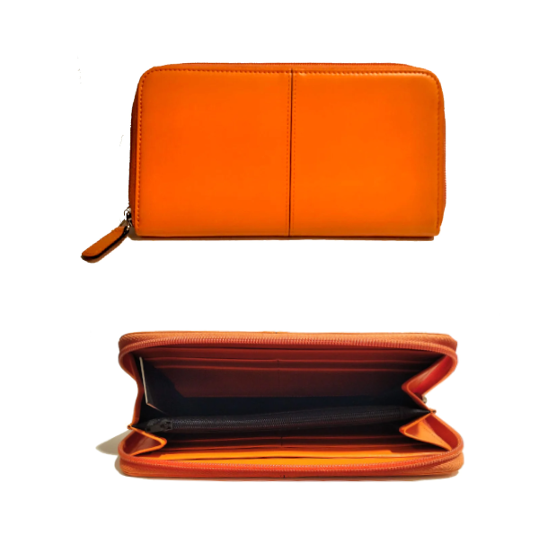 Portafogli in pelle da donna a pochette a doppio soffietto "Delta Markiaro"