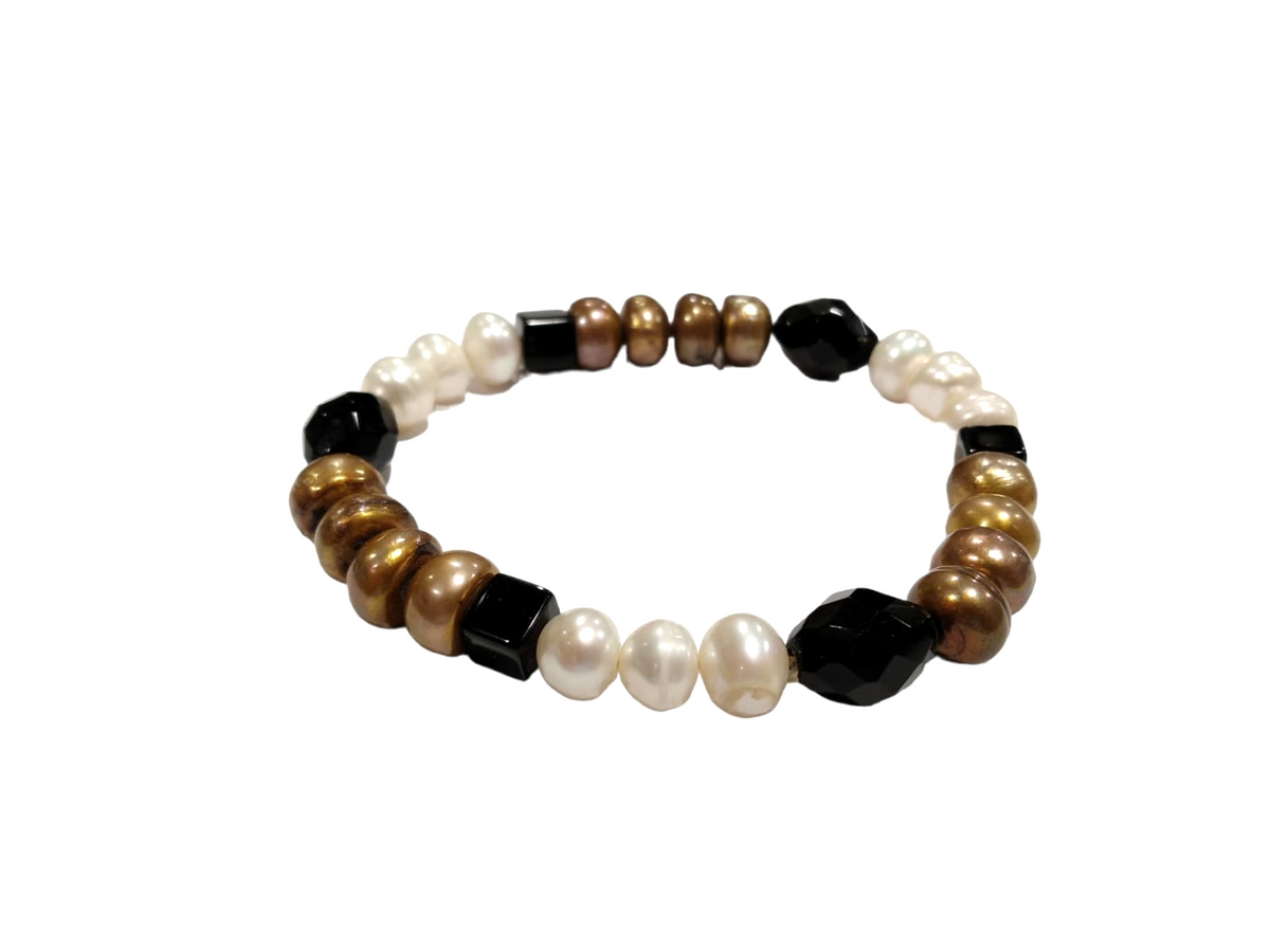 Bracciale elasticizzato in perle e pietre dure 