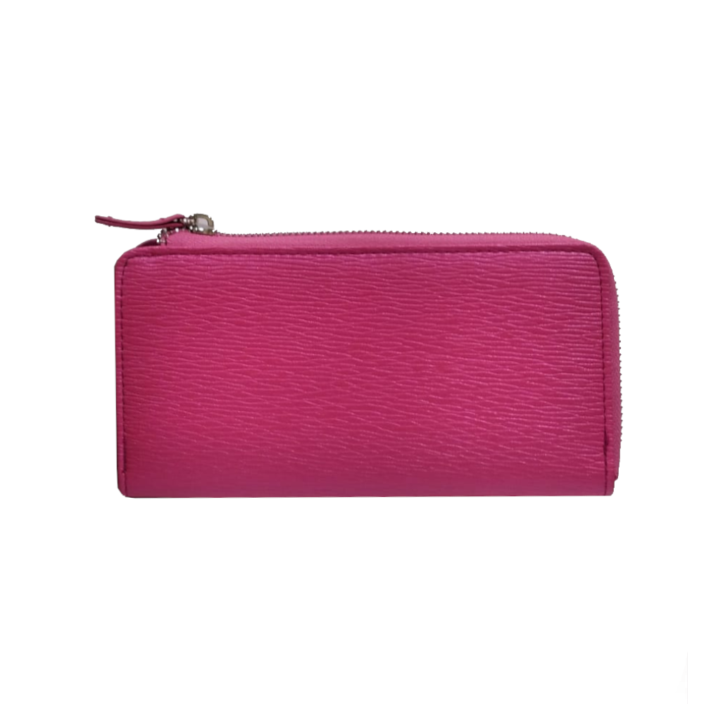 Portafogli donna in pelle a soffietto con zip InTempo fuxia