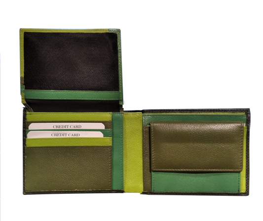 Portafogli in pelle con portabadge e portaspicci Carraro verde