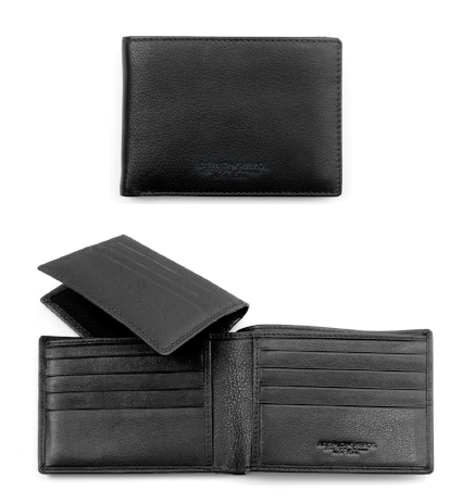 Portafogli piccolo in pelle con 16 slot portacarte e portabadge rimovibile, con RFID "Washington" A.G. Spalding & Bros  nero