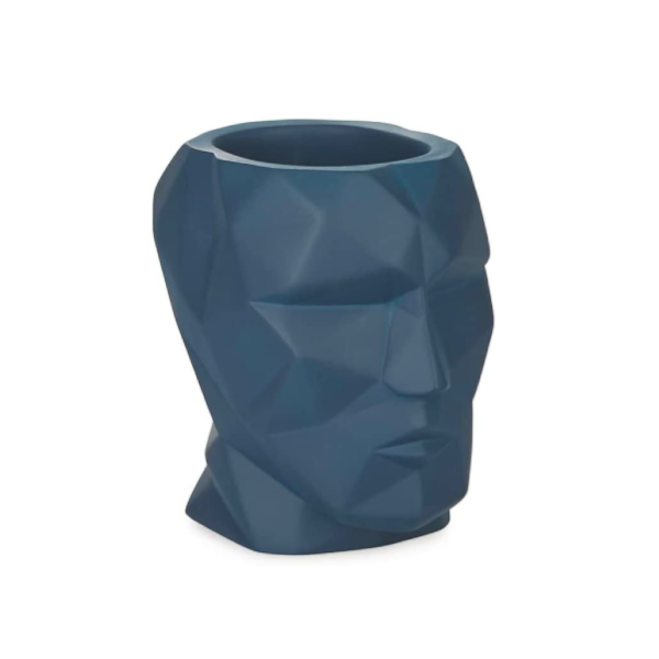 Portapenne in cemento "Testa sfaccettata" (disponibile in quattro colori)