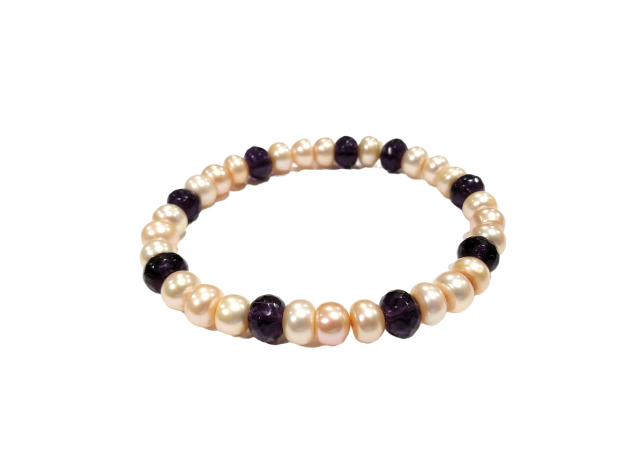 Bracciale elasticizzato in perle e pietre dure 