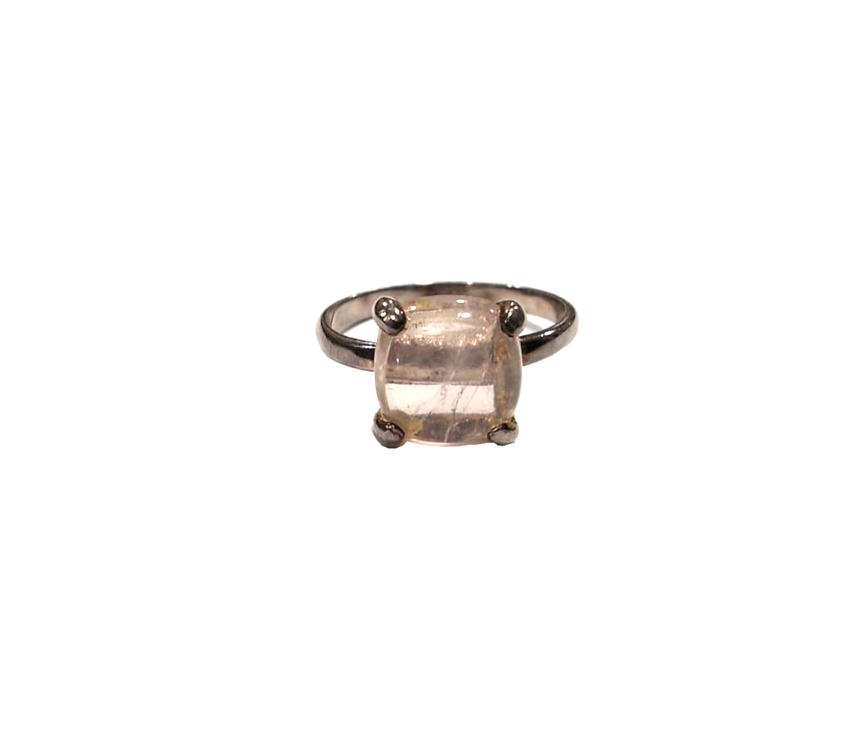 Anellino in argento e quarzo rosa carrè