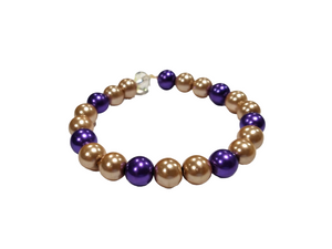 Bracciale elasticizzato in perle 0,6mm bicolor  viola/champagne