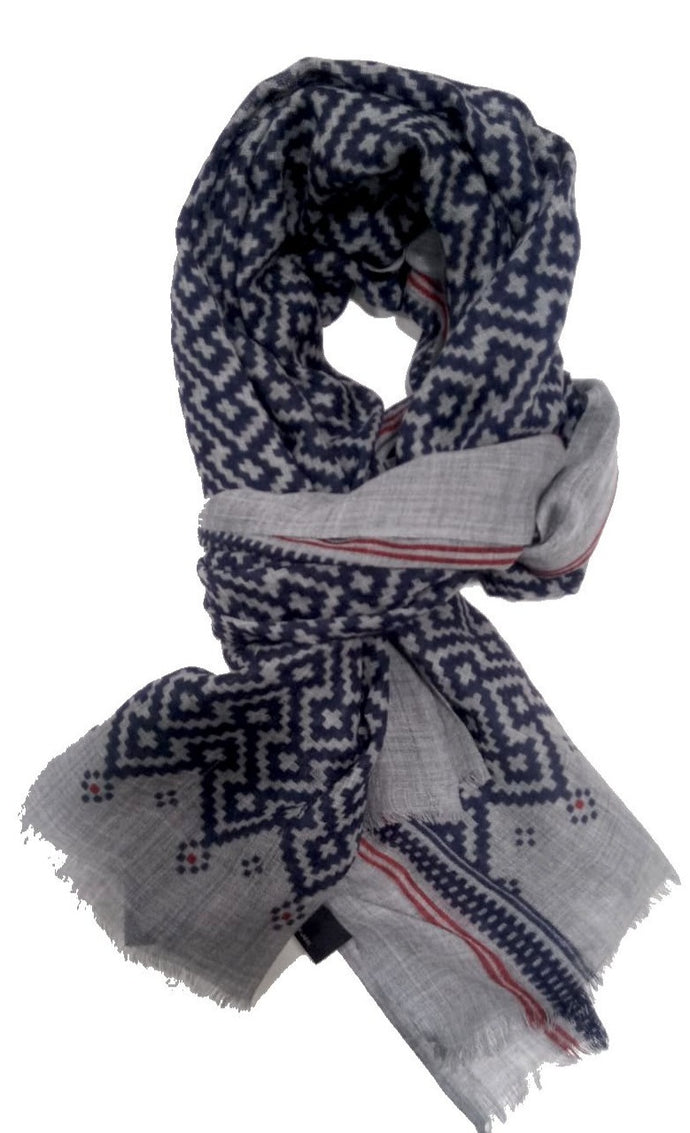 Sciarpa unisex in lana con motivo geometrico e bordatura A.G. Spalding & Bros
