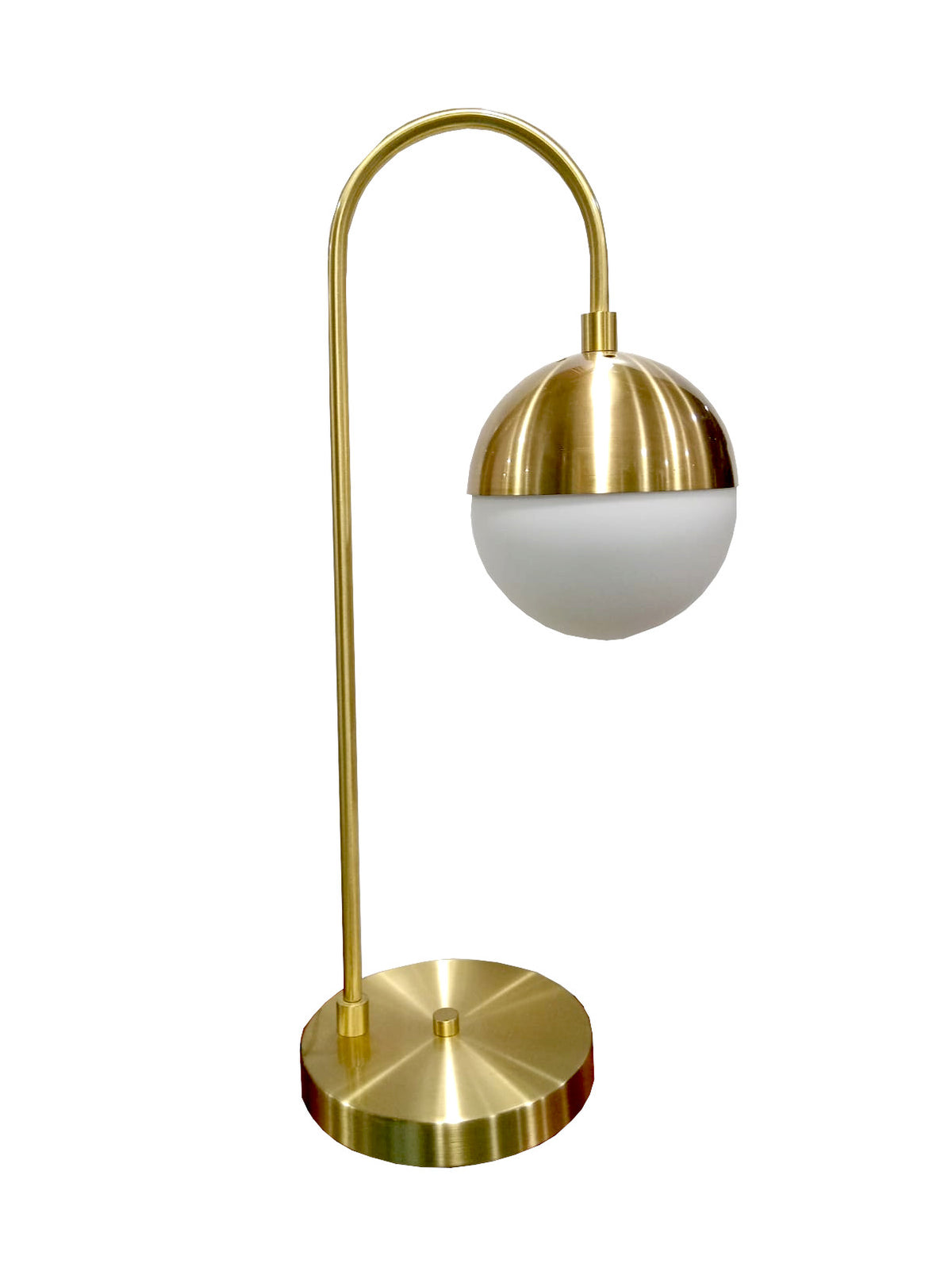 Lampada dorata con sfera