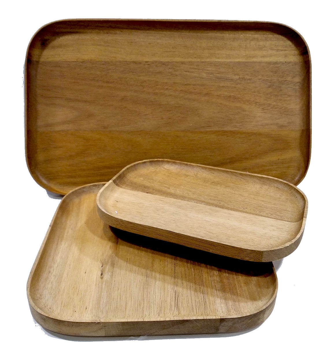 Set 3 vassoi impilati in legno ecosostenibile