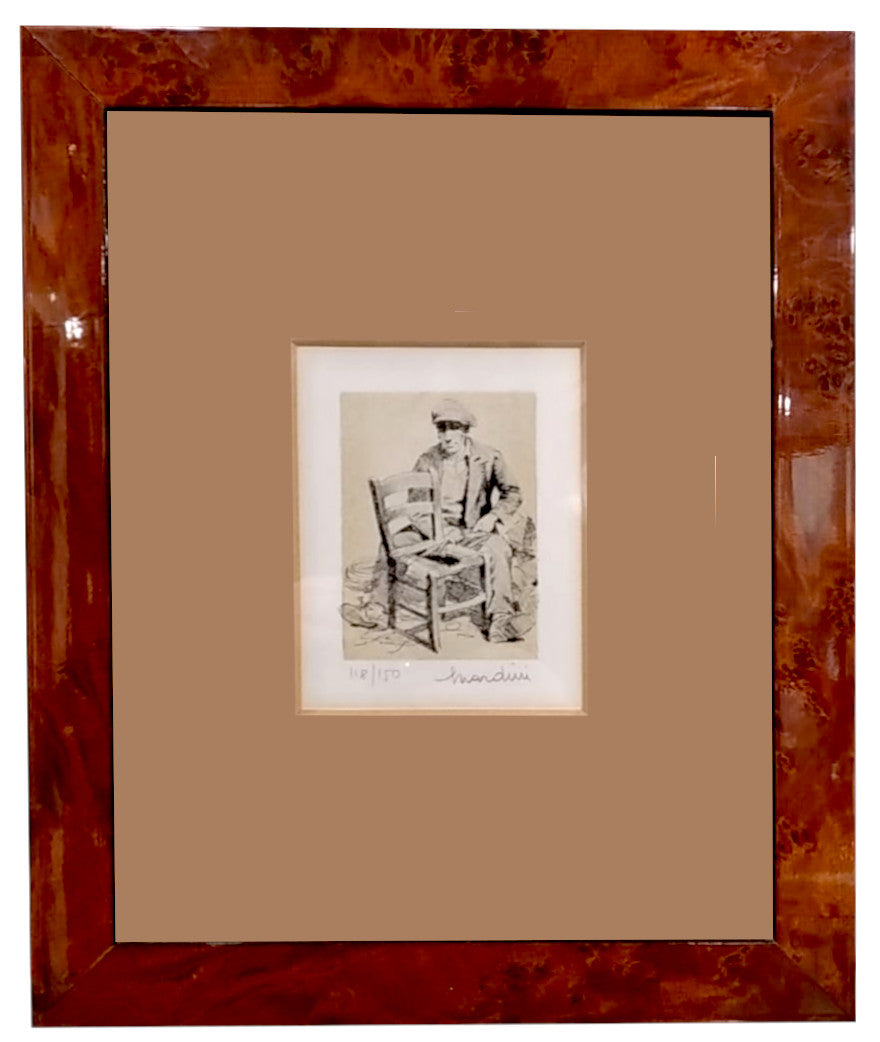 Grafica incorniciata di Sandro Nardini "Impagliatore"