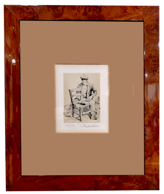 Grafica incorniciata di Sandro Nardini "Impagliatore"