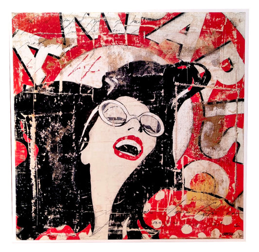 Serigrafia Polimaterica di Lorenzo Crivellaro "Woman in Red"