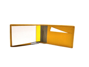 Blocco appunti in similpelle saffiano con penna Nava Design giallo