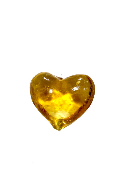 Cuoricini in vetro colorato  giallo trasparente