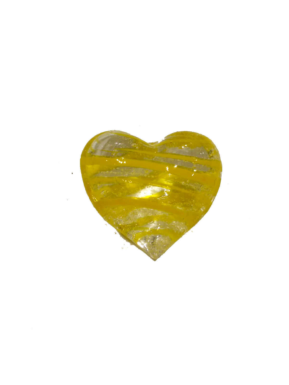 Cuoricini in vetro colorato giallo striato