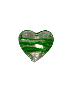 Cuoricini in vetro colorato  verde striato