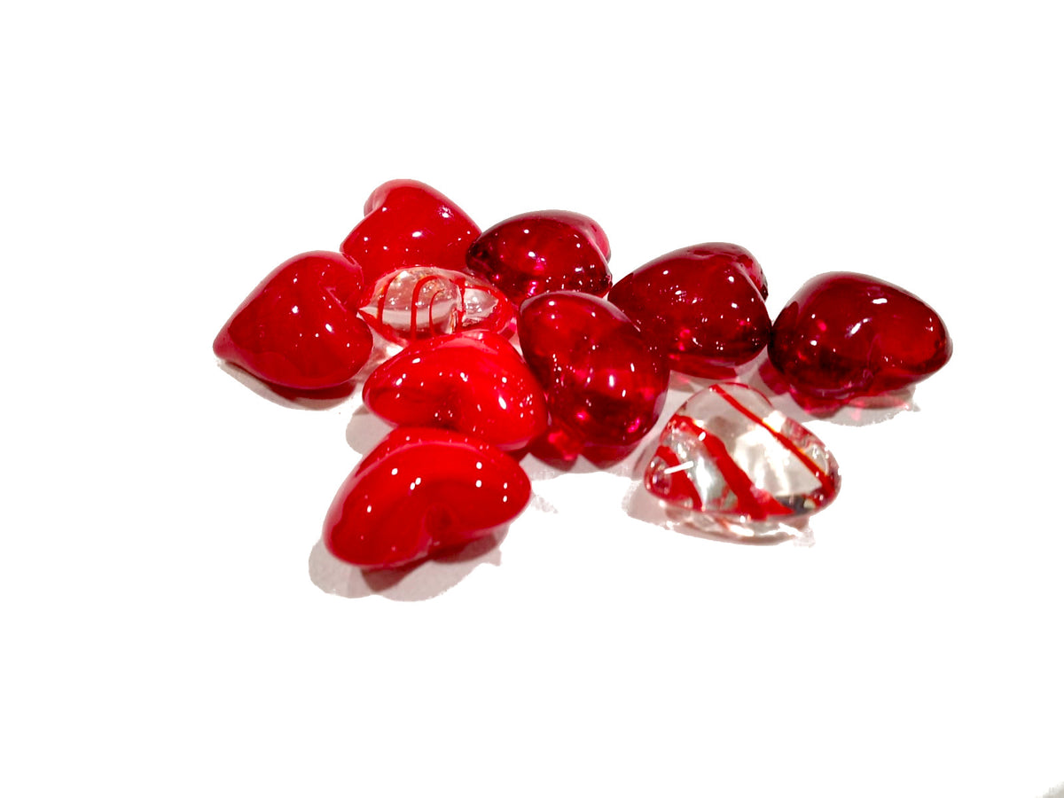 Cuoricini in vetro rosso