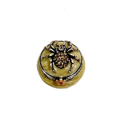 Scatolina portapillole in metallo smaltato con decorazione ragno con zirconi