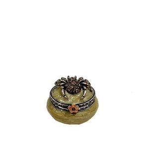 Scatolina portapillole in metallo smaltato con decorazione ragno con zirconi