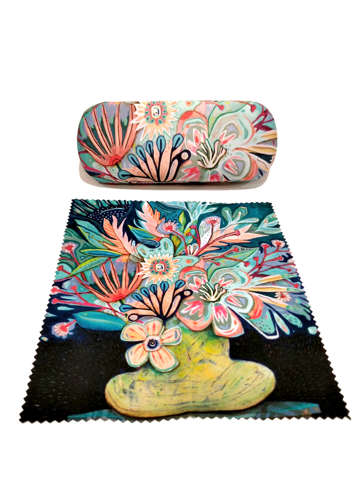 Custodia per occhiali con pezzolina fiori