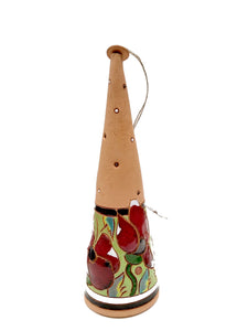 Campanella lunga in terracotta con motivo floreale smaltato (disponibile in due varianti)