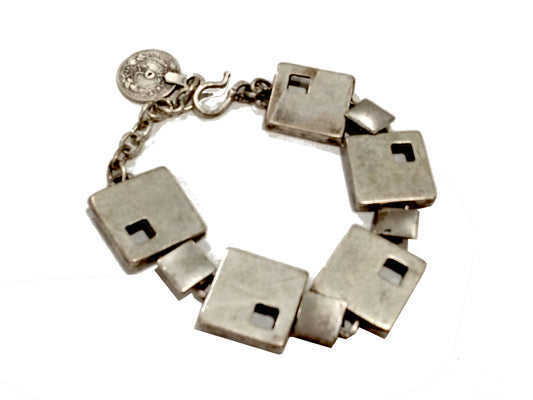 Bracciale in Zama con motivo a quadrati effetto stressato