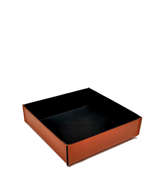 Vuotatasche in pelle bicolore Arancio/Nero Markiaro