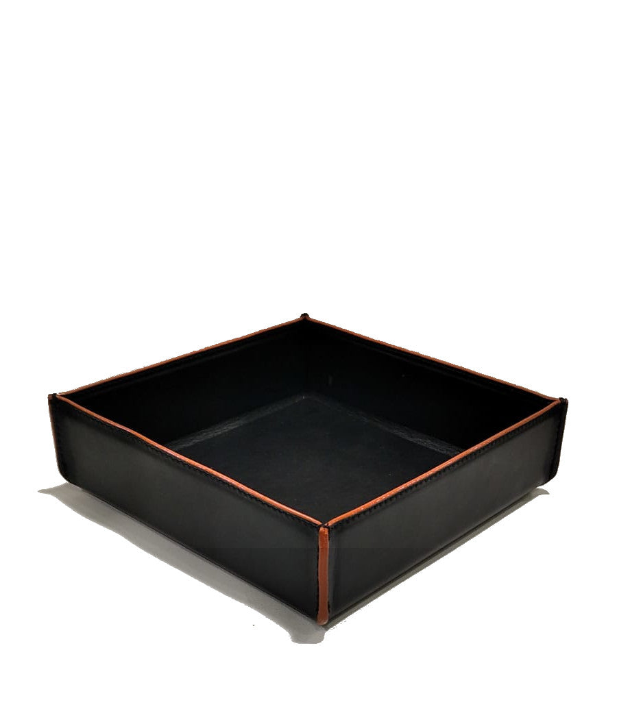 Vuotatasche in pelle con bordino Arancio Markiaro
