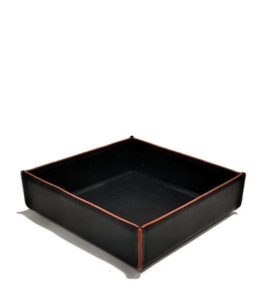 Vuotatasche in pelle con bordino Arancio Markiaro
