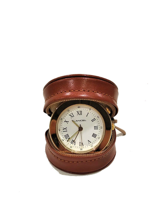Orologio da tavolo con funzione sveglia con custodia LancelOrologio da tasca e da tavolo con funzione sveglia con custodia Lancel