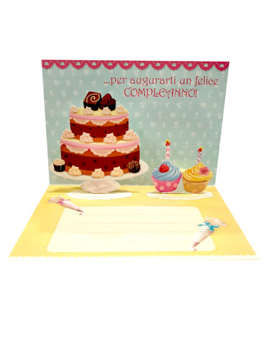 Cartoncino d'auguri di compleanno Pop Up orizzontale 