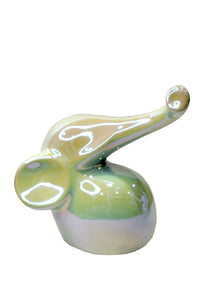 Scultura in ceramica smaltata perlata "Elefantino" (disponibile in due varianti)v verde menta