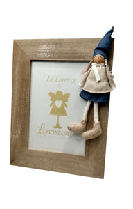 Portafoto in legno shabby con bambolina in stoffa