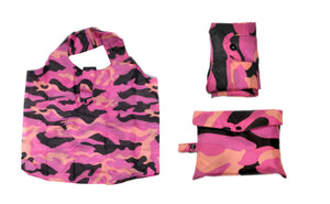 Borsa da shopping richiudibile con custodia camouflage pink