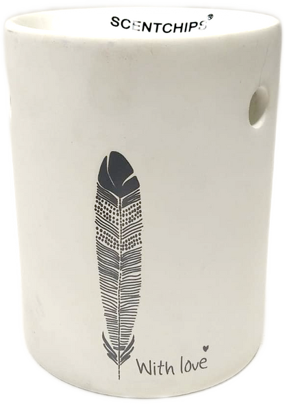 Brucia essenza in ceramica con piuma "With Love" Scentchips bianco