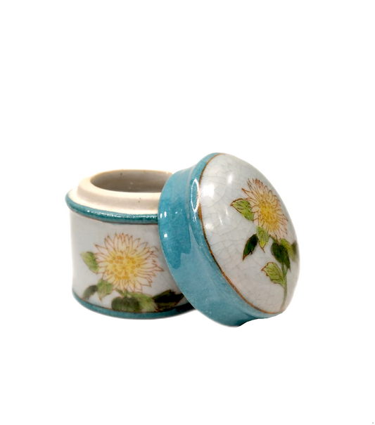 Scatolina tonda in ceramica decorata Hoff Design