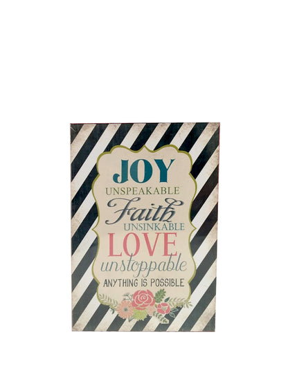 Decorazione da parete "Think Things" Montemaggi Joy Unspeakable Faith unsinkabble Love unstoppable anything is possible 
