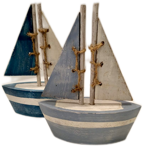 Decorazione da appoggio in legno dipinto "Barca" 