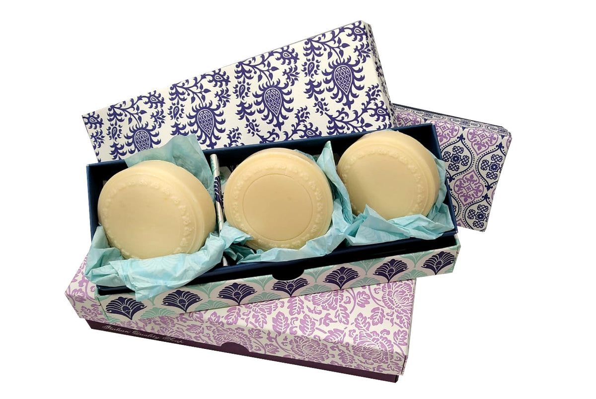 Set da tre Saponi artigianali con scatola regalo decorata "Rossi 1931" 