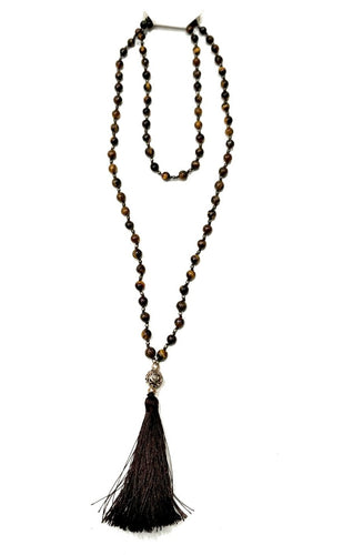 Collana rosario in occhio di tigre con tassel